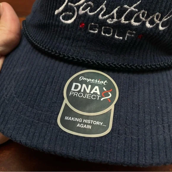 Blue Ribbed Corded Barstool Golf Adjustable Strap/Buckle Cap - Picture 3 of 11